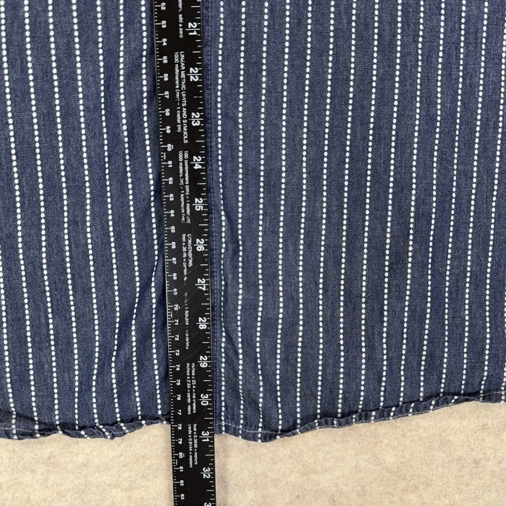 LC King Wabash Stripe Short Sleeve Shirt Mens XXL Blue Workwear USA Made Denim